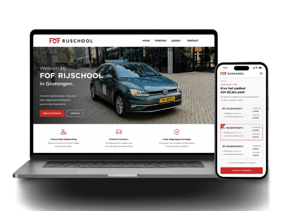 Mockup van de FOFRijschool website