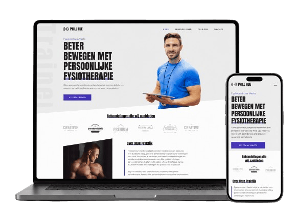 Mockup van de Fysiocentrum Vesta website