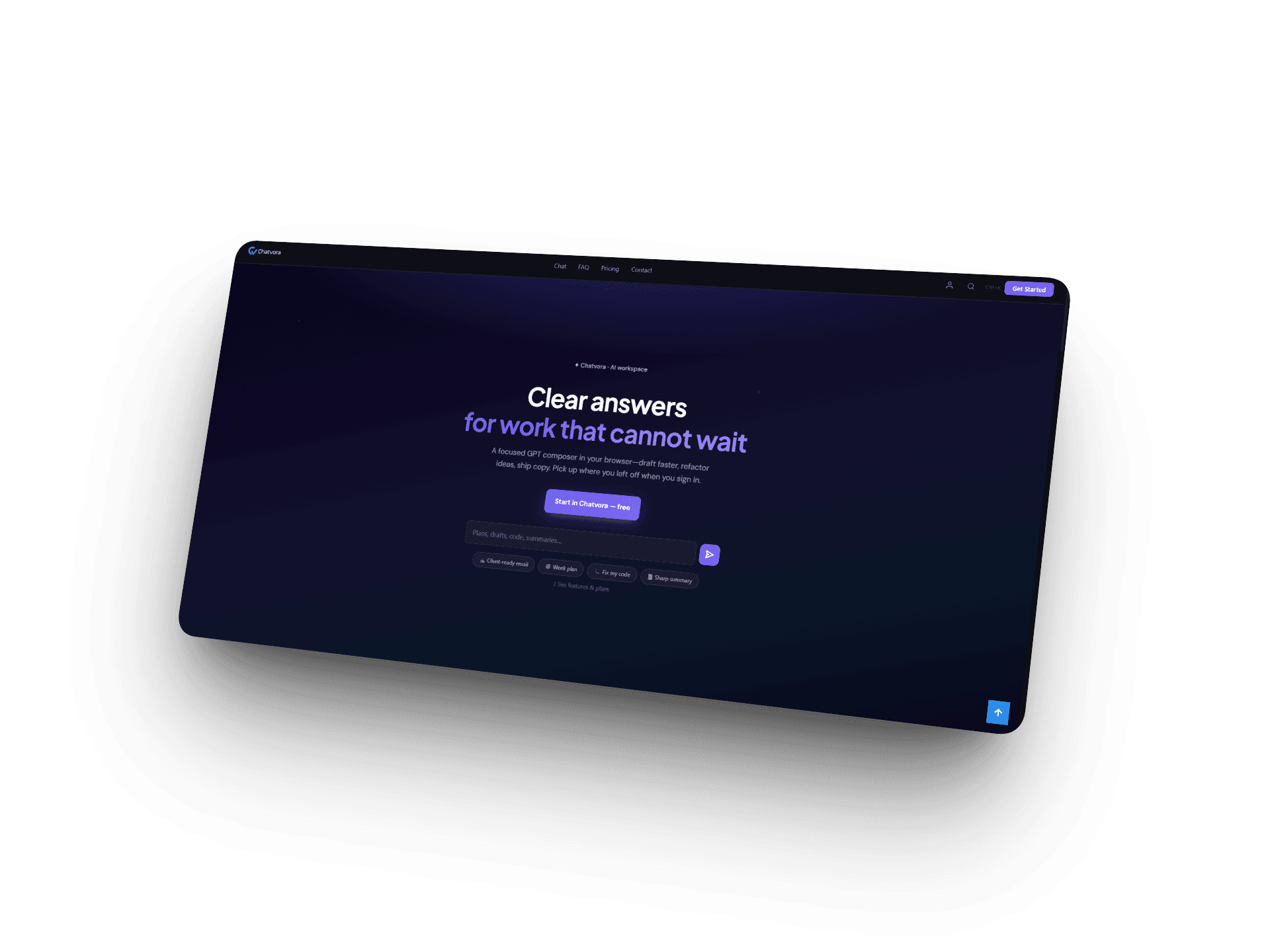 Chatvora website mockup
