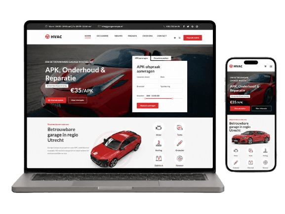 Mockup van de Garage Compas website